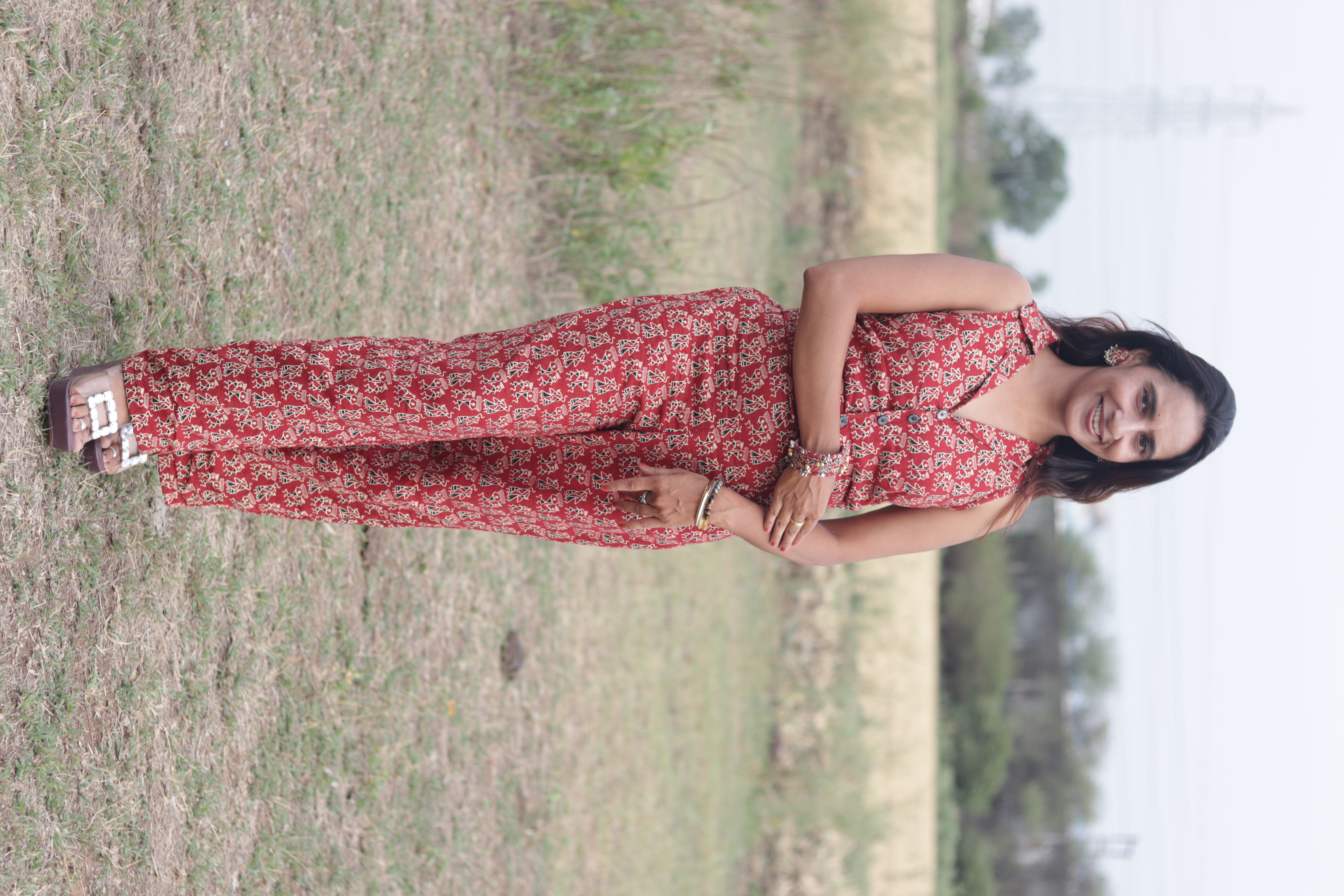 Designer Ajrakh cotton outfit